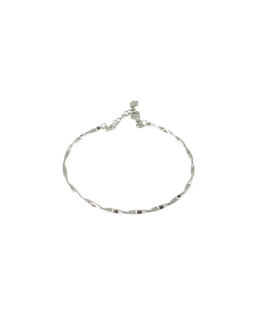 Bracciale Rigido Attorcigliato COLORE ARGENTO Bianco