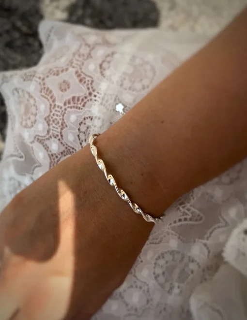 Bracciale Rigido Attorcigliato Big COLORE ARGENTO Bianco