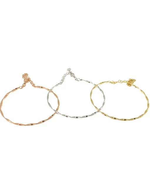 Bracciale Rigido Attorcigliato COLORE ARGENTO Bianco