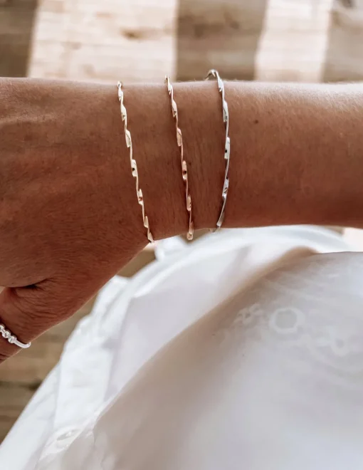 Bracciale Rigido Attorcigliato COLORE ARGENTO Bianco