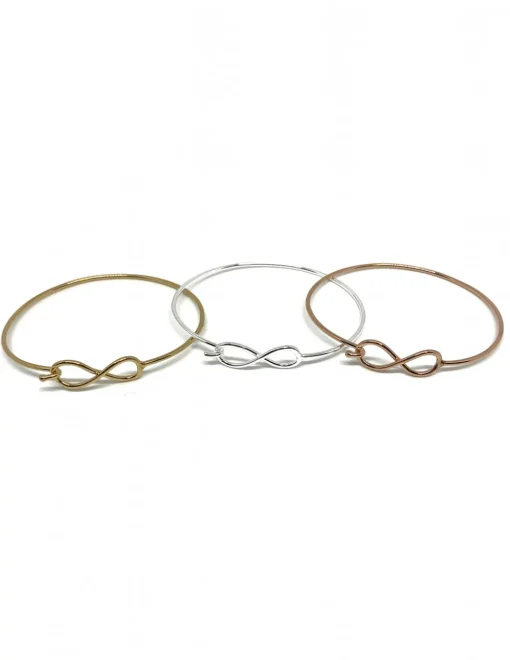 Bracciale Rigido con Infinito a Filo COLORE ARGENTO Bianco