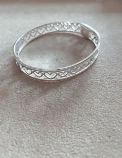 Bracciale Rigido Cuori Tuttogiro COLORE ARGENTO Bianco