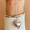 Bracciale Rigido e Cuore Bombato Grande COLORE ARGENTO Bianco DIAMETRO SCHIAVA 6 cm