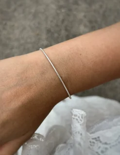 Bracciale Rigido Mini Lavorato COLORE ARGENTO Bianco