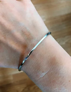 Bracciale Rigido Schiava Lucido COLORE ARGENTO Bianco DIAMETRO SCHIAVA 6.5 cm
