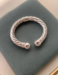 Bracciale Rigido Torchon Aperto COLORE ARGENTO Bianco