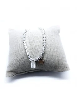 Bracciale Rondelle e Pepite con Stella e Targhetta Pendenti