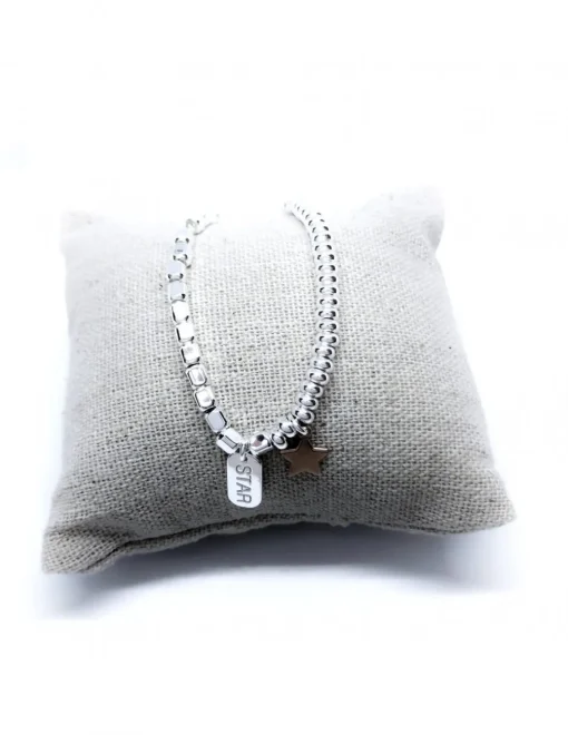 Bracciale Rondelle e Pepite con Stella e Targhetta Pendenti