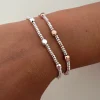 Bracciale Rondelle e Quadratini COLORE ARGENTO bi-colore