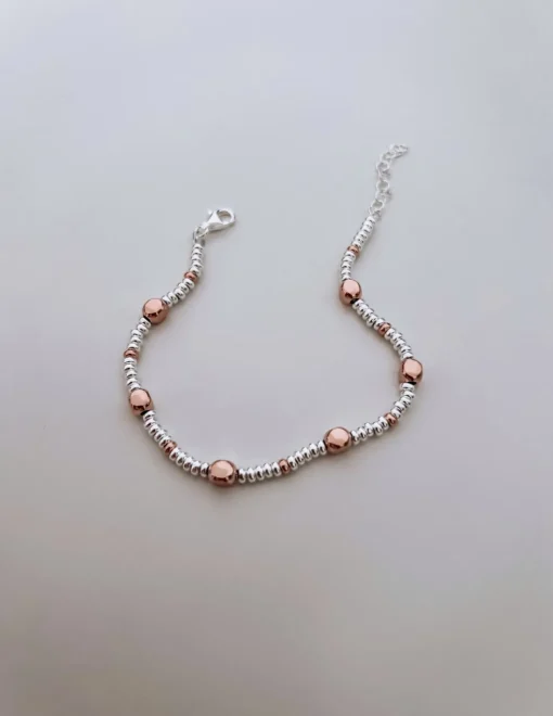 Bracciale Rondelle e Quadratini COLORE ARGENTO bi-colore