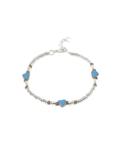 Bracciale Rondelle e Soggetti Smaltati COLORE ARGENTO Bianco SOGGETTO cuore COLORE SMALTO azzurro