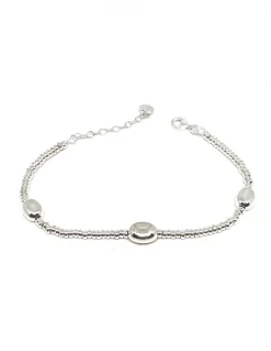Bracciale Rondelle Piccole e Tre Pepite COLORE ARGENTO Bianco