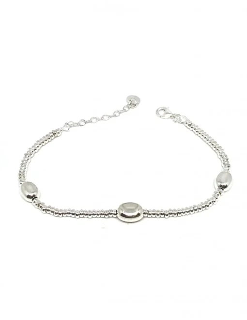 Bracciale Rondelle Piccole e Tre Pepite COLORE ARGENTO Bianco