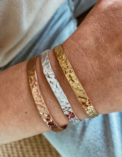 Bracciale Schiava Rigido Battuto 5 mm COLORE ARGENTO Bianco