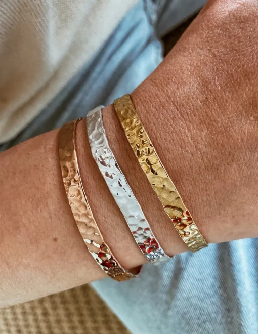 Bracciale Schiava Rigido Battuto 5 mm COLORE ARGENTO Bianco