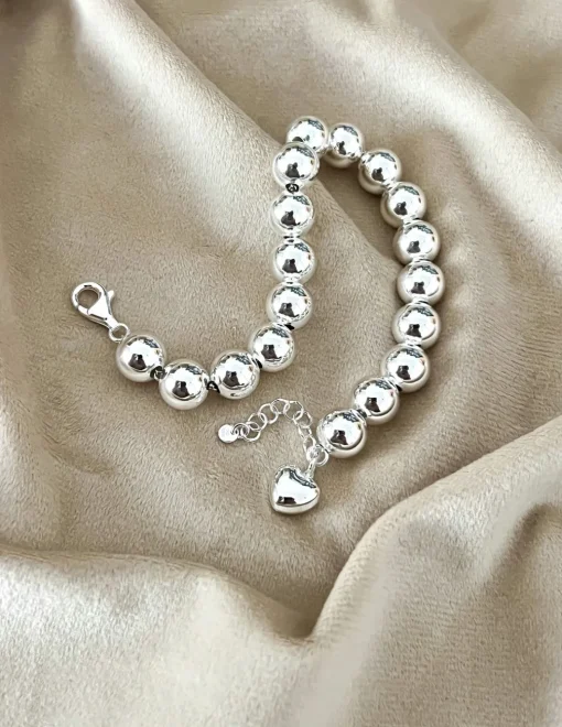 Bracciale Sfere 9 mm e Cuoricione Mini