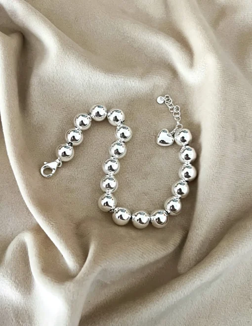 Bracciale Sfere 9 mm e Cuoricione Mini