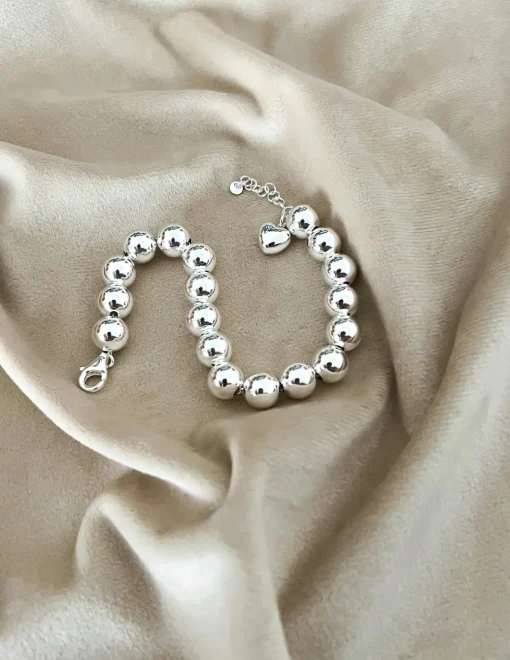 Bracciale Sfere 9 mm e Cuoricione Mini