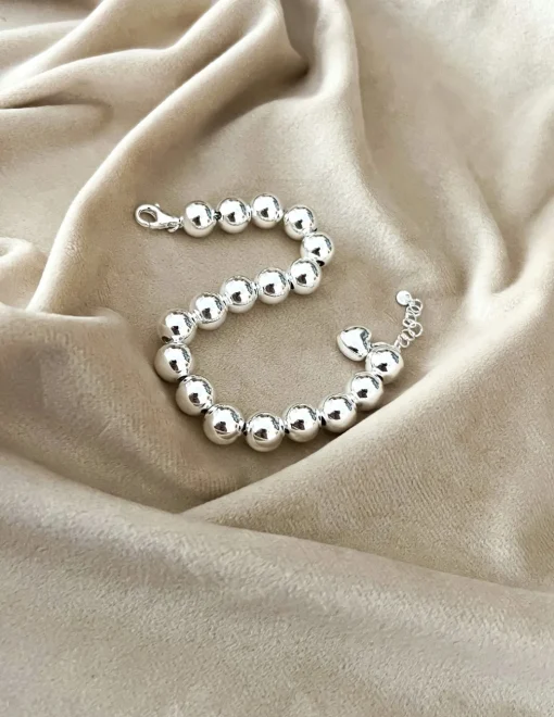 Bracciale Sfere 9 mm e Cuoricione Mini