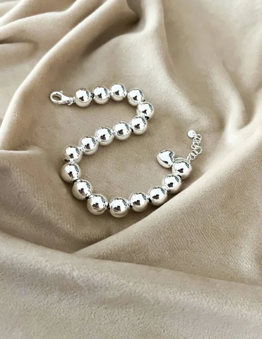 Bracciale Sfere 9 mm e Cuoricione Mini