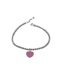 Bracciale Sfere e Cuore Smaltato COLORE SMALTO ROSA