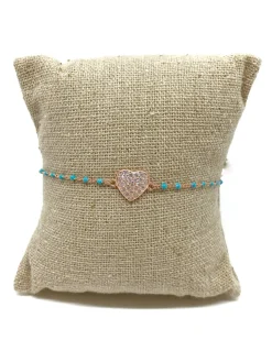 Bracciale Smaltato Azzurro e Soggetto di Zirconi SOGGETTO cuore