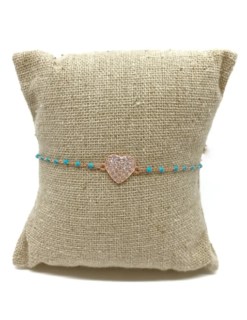Bracciale Smaltato Azzurro e Soggetto di Zirconi SOGGETTO cuore