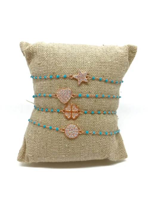 Bracciale Smaltato Azzurro e Soggetto di Zirconi SOGGETTO cuore