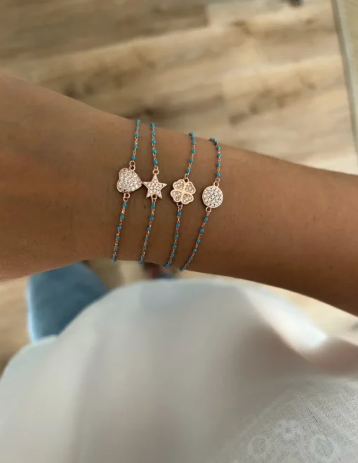 Bracciale Smaltato Azzurro e Soggetto di Zirconi SOGGETTO cuore