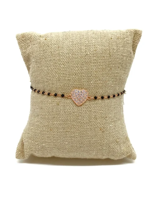 Bracciale Smaltato Nero e Soggetto di Zirconi SOGGETTO cuore