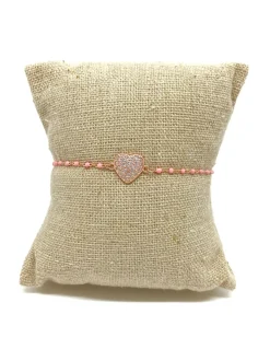 Bracciale Smaltato Rosa e Soggetto di Zirconi SOGGETTO cuore