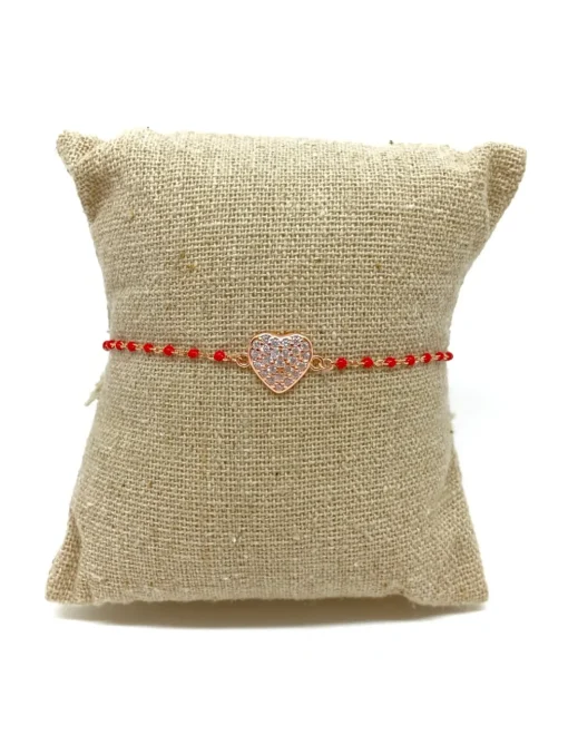 Bracciale Smaltato Rosso e Soggetto di Zirconi SOGGETTO cuore