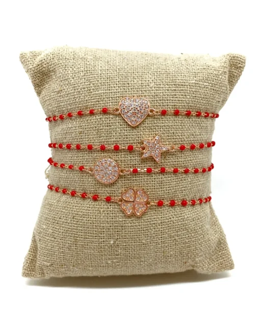 Bracciale Smaltato Rosso e Soggetto di Zirconi SOGGETTO cuore