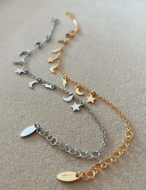 Bracciale Stelle Lune e Fulmini COLORE ARGENTO Bianco