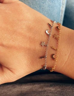 Bracciale Stelle Lune e Fulmini COLORE ARGENTO Bianco