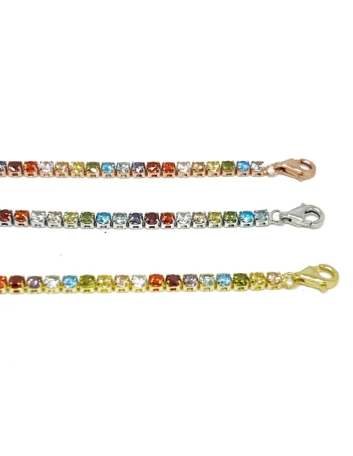 Bracciale Tennis Multicolor COLORE ARGENTO Bianco