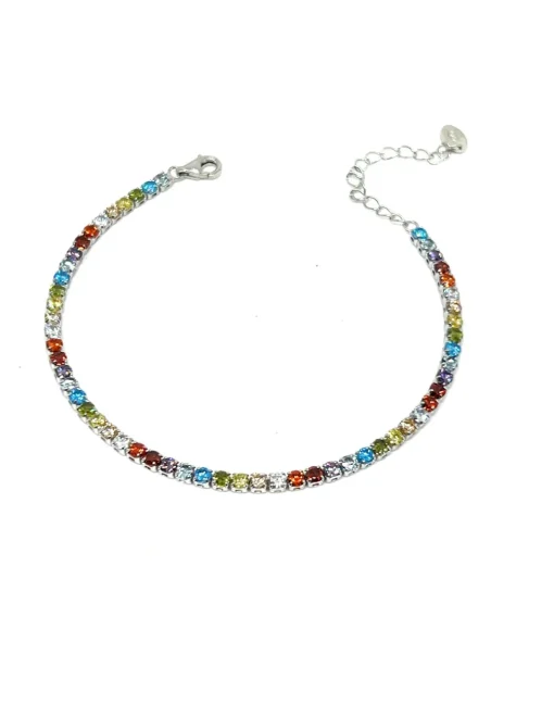 Bracciale Tennis Multicolor COLORE ARGENTO Bianco