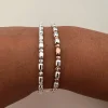 Bracciali Ovalini Lisci e Zigrinati COLORE ARGENTO bi-colore