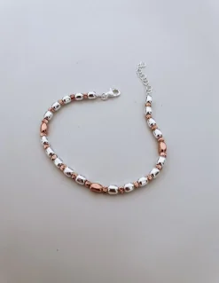 Bracciali Ovalini Lisci e Zigrinati COLORE ARGENTO bi-colore