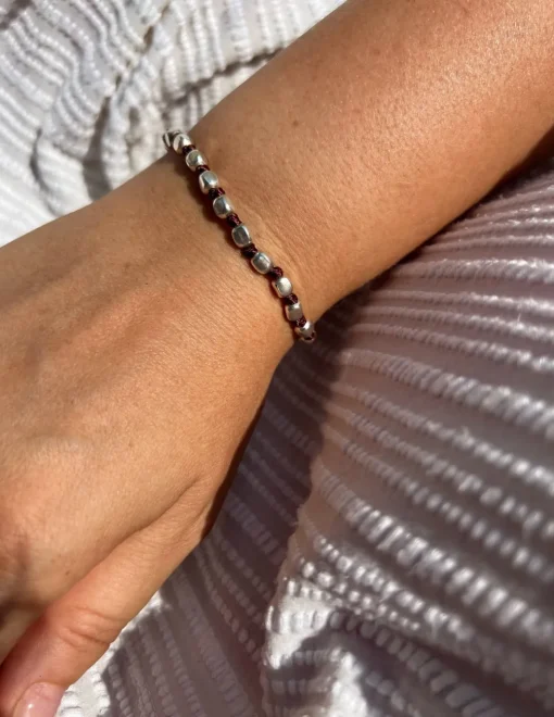 Bracciali Pepite Quadrate e Nodini Colorati COLORE CORDINO Marrone