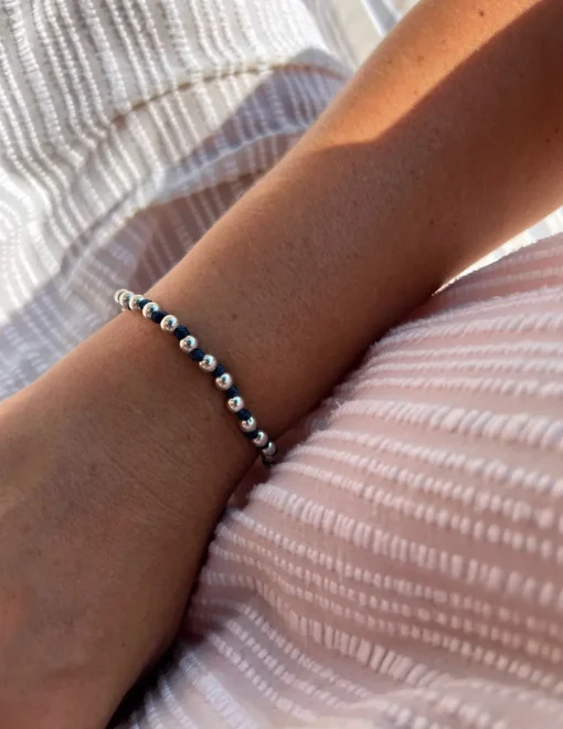 Bracciali Sfere e Nodini Colorati COLORE CORDINO Blu Scuro