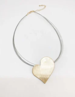 Collana Big Style SOGGETTO cuore COLORE ALLUMINIO DORATO