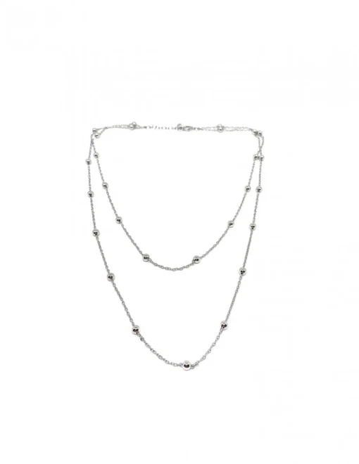 Collana Catena a Palline Doppio Filo COLORE ARGENTO Bianco