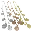 Collana Catena Rettangolare e Monete COLORE ARGENTO Bianco