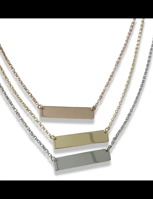Collana Catena Semplice con Targhetta COLORE ARGENTO Bianco