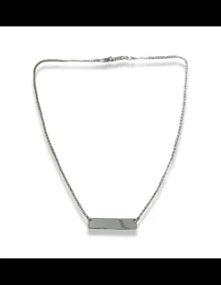 Collana Catena Semplice con Targhetta COLORE ARGENTO Bianco
