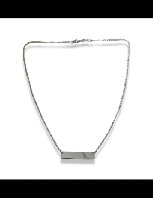 Collana Catena Semplice con Targhetta COLORE ARGENTO Bianco