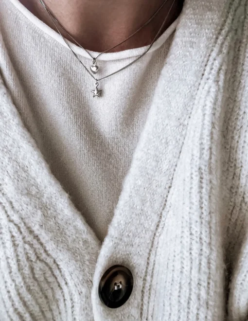 Collana Chicago Stella e Cuore COLORE ARGENTO Bianco SOGGETTO cuore