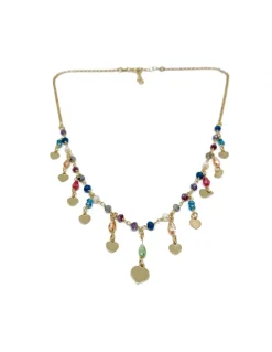 Collana con Cristalli Multicolor e Cuori COLORE ARGENTO Dorato COLORE ZIRCONI zirconi colorati