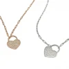 Collana con Maglia Rettangolare Piccola e Cuore Pendente COLORE ARGENTO Rosè